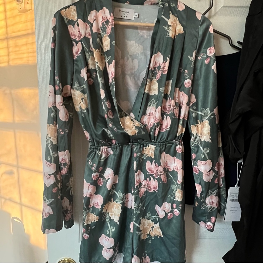 NA-KD Deep V Satin Romper
